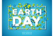 Earth day typography design on blue background