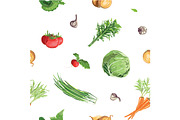 Fresh Vegetables Seamless Patterns