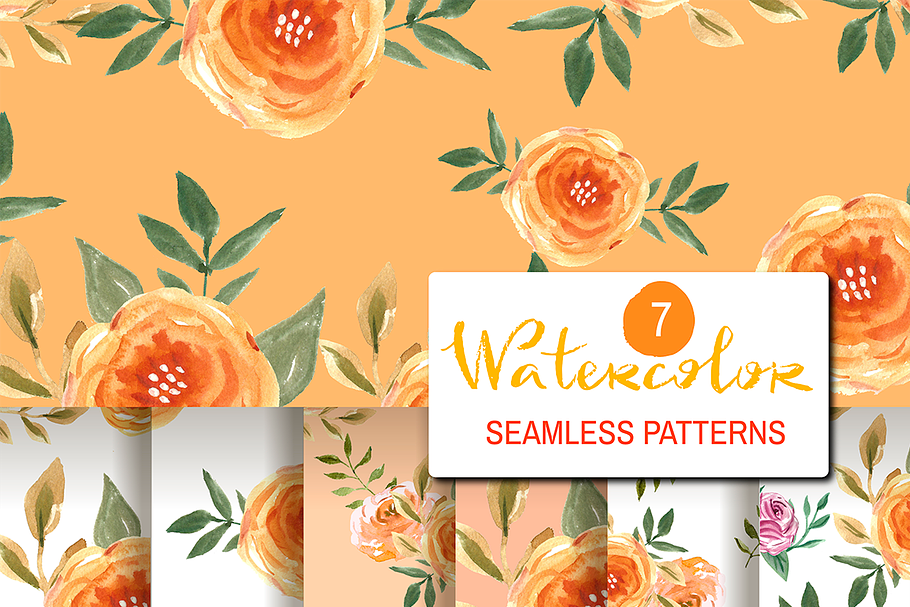 7  Watercolor seamless patterns