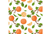 Oranges and Leaves Seamless Pattern