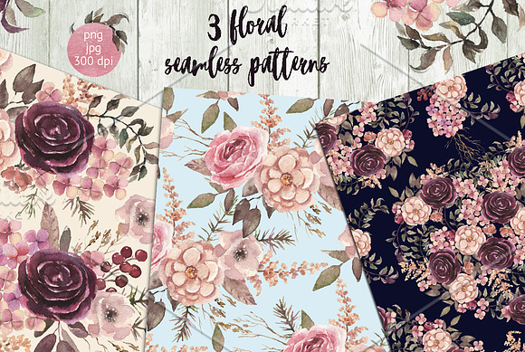 70%OFF Burgundy & Cream Floral Pack in Illustrations - product preview 5