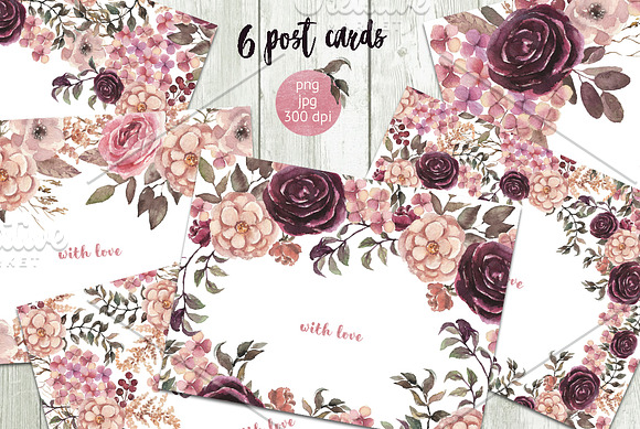70%OFF Burgundy & Cream Floral Pack in Illustrations - product preview 6