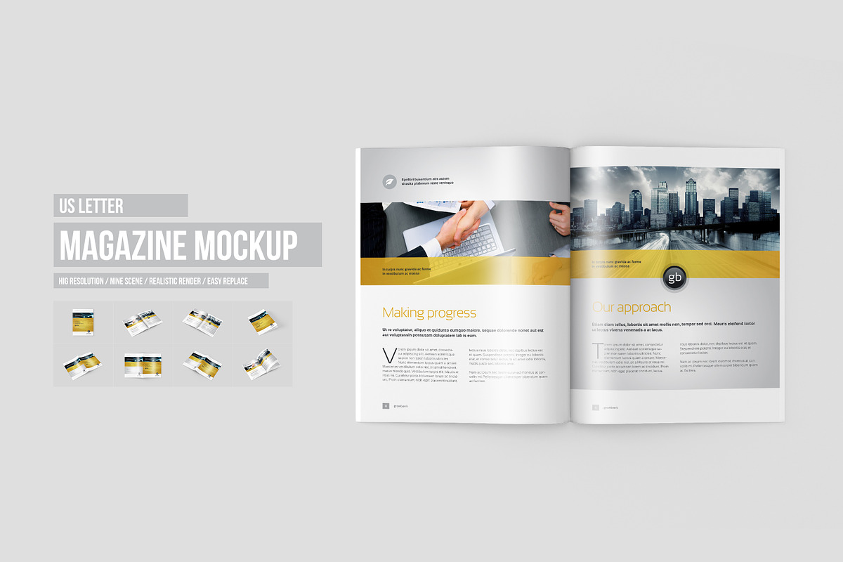 US Letter Magazine / Brochure Mockup in Print Mockups - product preview 8