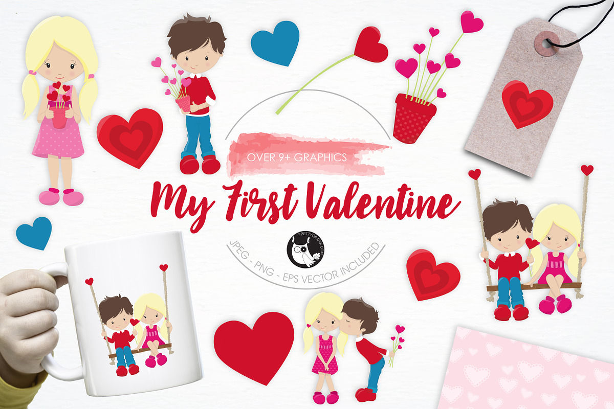 My First Valentine illustration pack in Illustrations - product preview 8