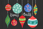 Christmas Clipart - Watercolor Balls