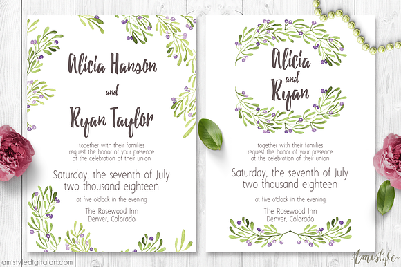 Olive Wedding Invitation Suite in Wedding Templates - product preview 1