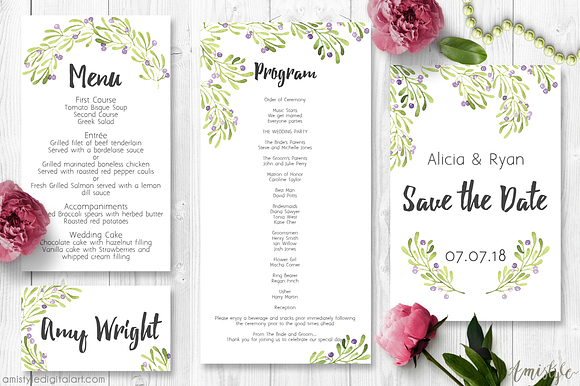 Olive Wedding Invitation Suite in Wedding Templates - product preview 2