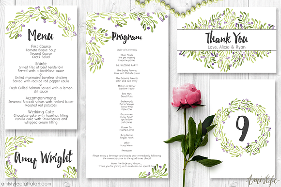 Olive Wedding Invitation Suite in Wedding Templates - product preview 3