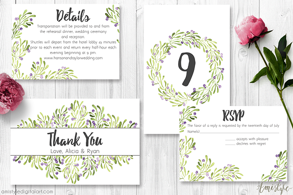 Olive Wedding Invitation Suite in Wedding Templates - product preview 4