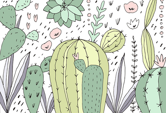 Hand Drawn Print with cactus in Illustrations - product preview 4