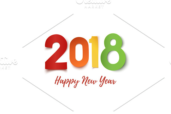 Happy New Year 2018 greeting card template.