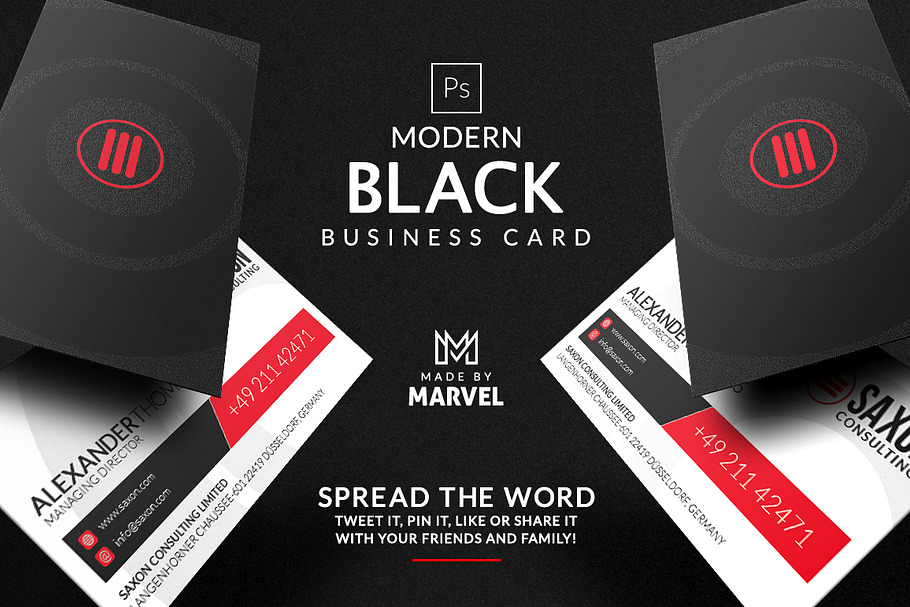 Modern Black Business Card in Business Card Templates - product preview 8