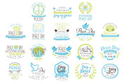 International Peace Day Set Of Label Designs In Pastel Colors