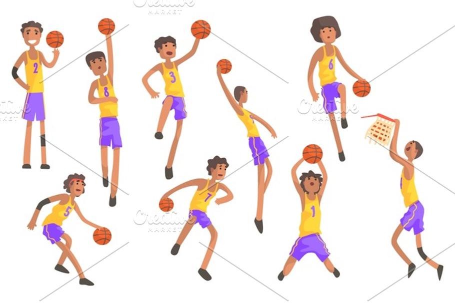 Basketball Players Of Same Team Action Stickers