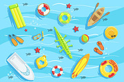 Water Toys And Other Objects From Above Illustration
