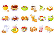 Breakfast Food Assortment Set Of Isolated Icons