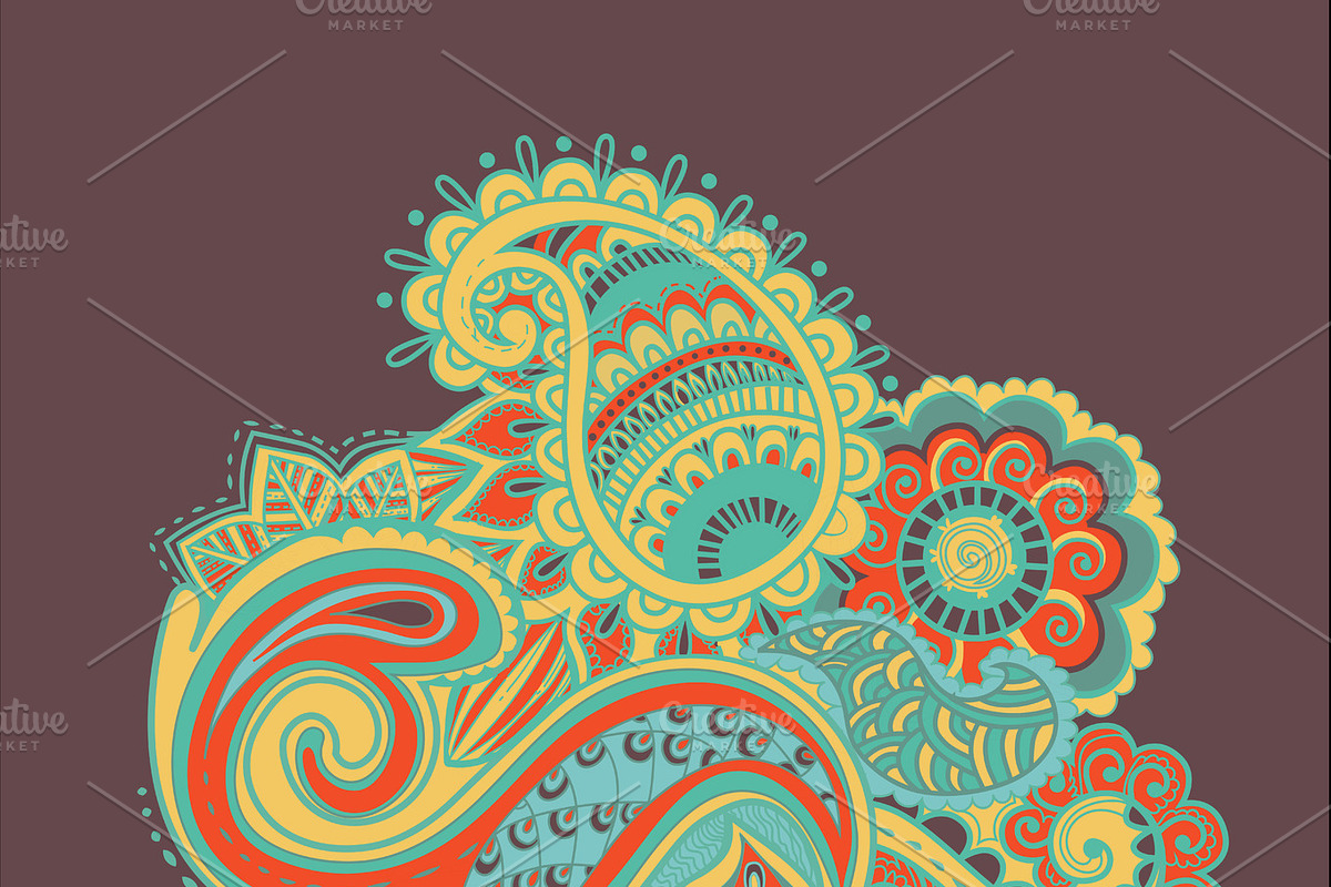 Flower Pattern Bright Abstract wallpaper vintage in Illustrations - product preview 8