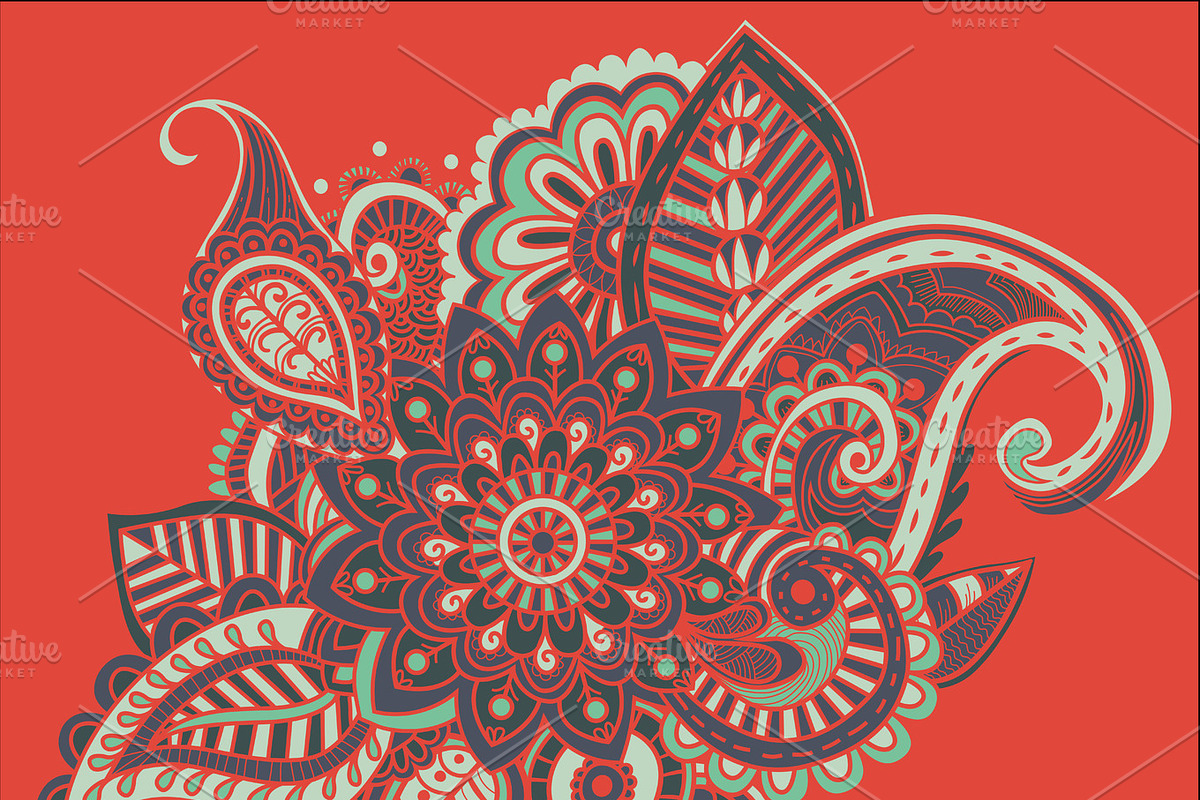 Flower Pattern Bright Abstract wallpaper vintage in Illustrations - product preview 8
