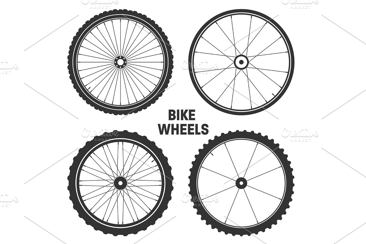 Bicycle wheel symbol,vector. Bike rubber. Mountain tyre. Valve. Fitness cycle.MTB. Mountainbike. in Illustrations - product preview 8