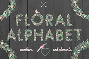 Floral alphabet and elements
