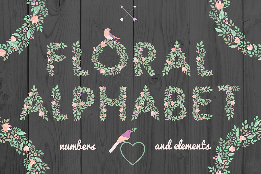 Floral alphabet and elements in Objects - product preview 8