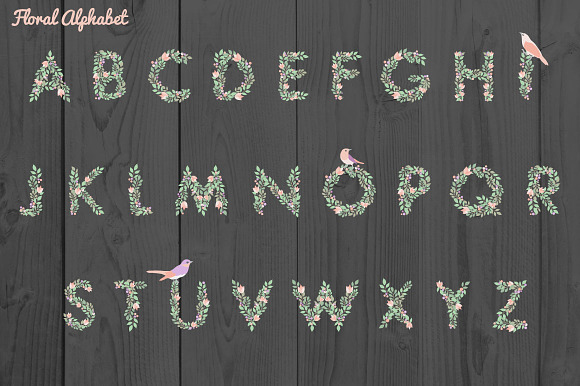 Floral alphabet and elements in Objects - product preview 1