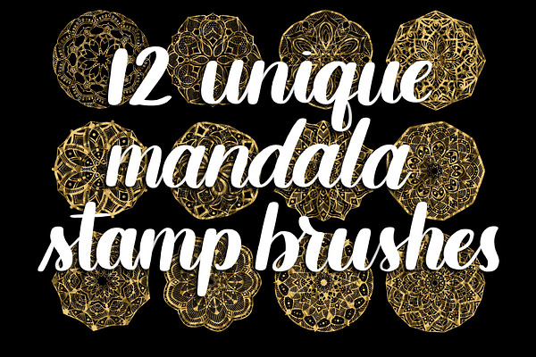12 mandala stamp Procreate brushes