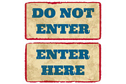 Aged enter signs