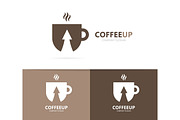 Vector of coffee and arrow up logo combination. Drink and growth symbol or icon. Unique cup and tea logotype design template.
