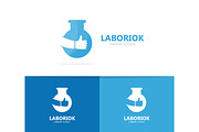 Vector of flask and like logo combination. Laboratory and best symbol or icon. Unique science and bottle logotype design template.