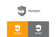 Vector of shield and like logo combination. Security and best symbol or icon. Unique protect and lawyer logotype design template.