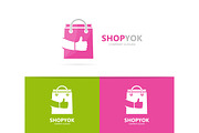 Vector of shop and like logo combination. Sale and best symbol or icon. Unique bag and online logotype design template.
