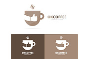 Vector of coffee and like logo combination. Drink and best symbol or icon. Unique cup and tea logotype design template.