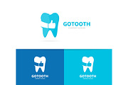 Vector of tooth and like logo combination. Dental and best symbol or icon. Unique clinic and oral logotype design template.