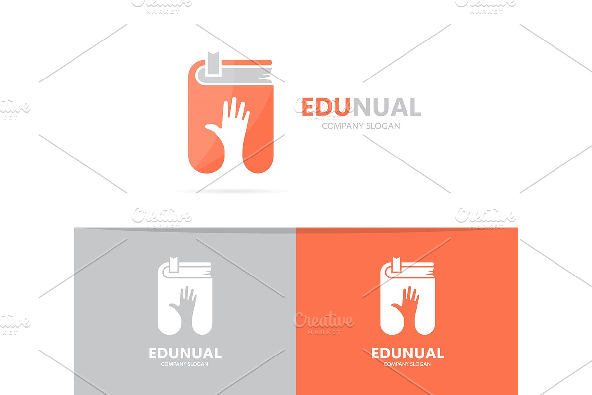 Vector of hand and book logo combination. Arm and library symbol or icon. Unique bookstore and support logotype design template. in Logo Templates - product preview 8