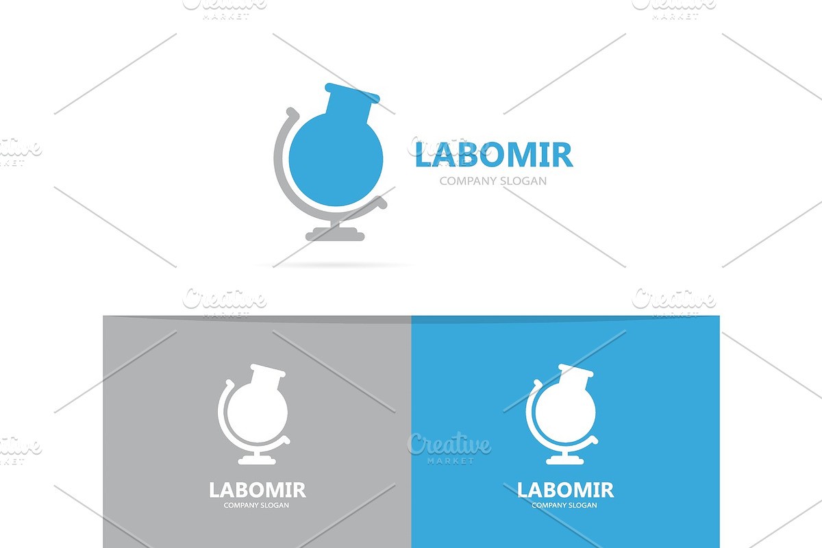 Vector of flask and globe logo combination. Laboratory and planet symbol or icon. Unique ball and bottle logotype design template. in Logo Templates - product preview 8