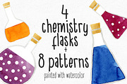 Watercolor Chemistry Flasks
