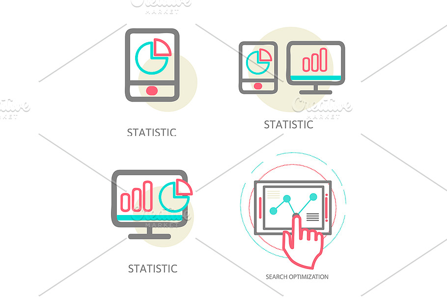 Set With Online Statistics in Illustrations - product preview 8