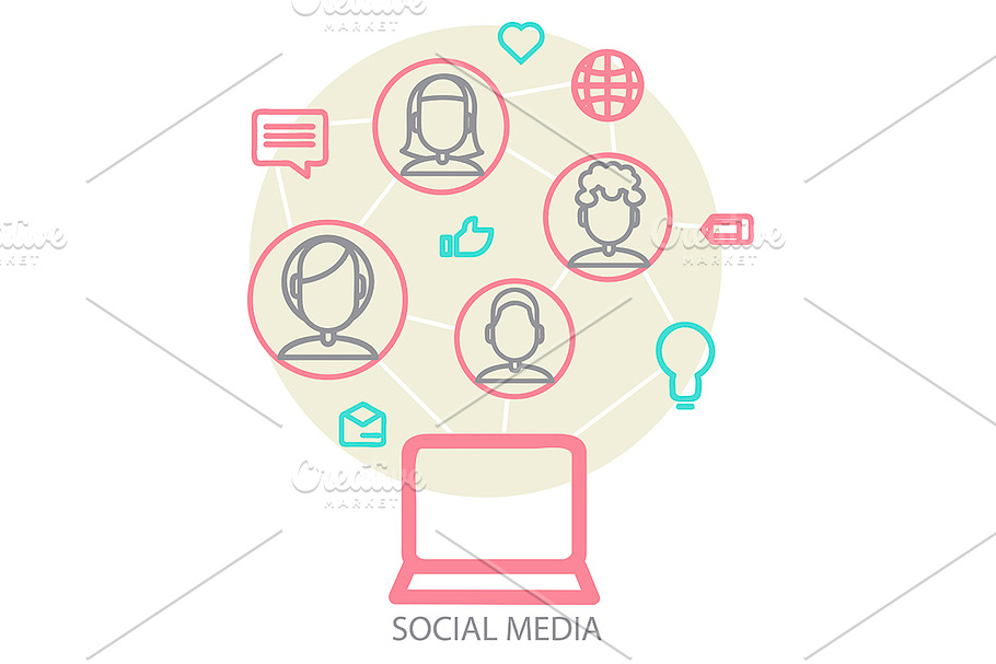 Set With Social Networks in Illustrations - product preview 8