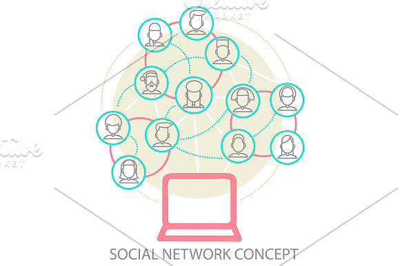 Set With Social Networks in Illustrations - product preview 1