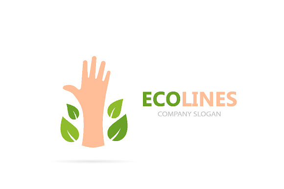 Vector of hand and leaf logo combination. Arm and eco symbol or icon. Unique organic and support logotype design template. in Logo Templates - product preview 1