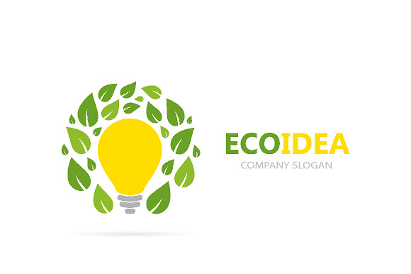 Vector of lamp and leaf logo combination. Idea and eco symbol or icon. Unique organic and light bulb logotype design template. in Logo Templates - product preview 1
