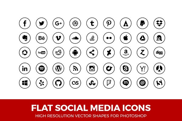 Social Media Icons Circle Line Blk