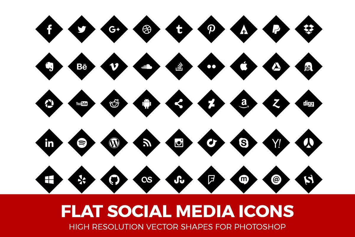 Social Media Icons Diamond Black in Graphics - product preview 8