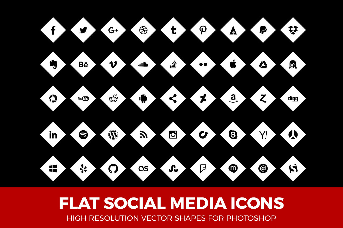 Social Media Icons Diamond White in Graphics - product preview 8