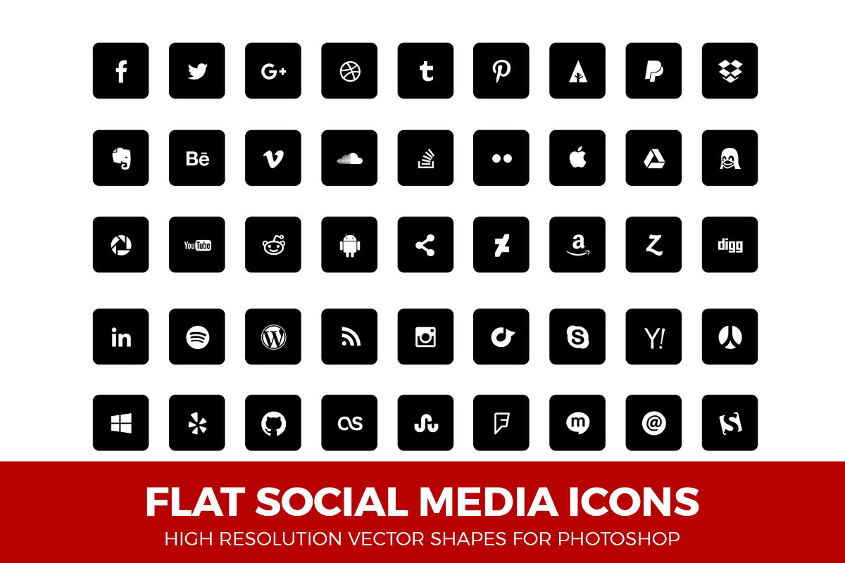 Social Media Icons Round Black in Icons - product preview 8