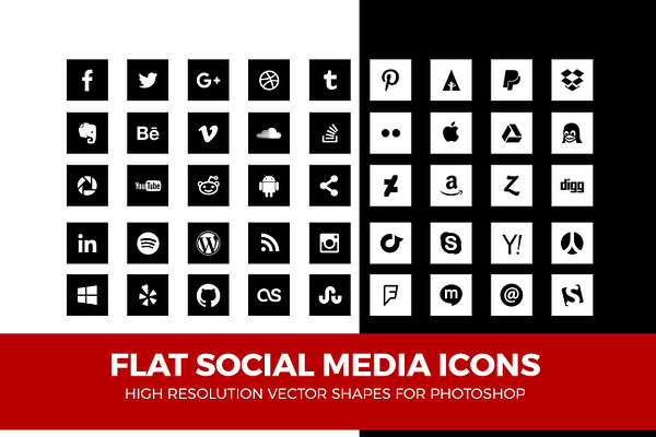 Simple Social Media Icons Square Pac