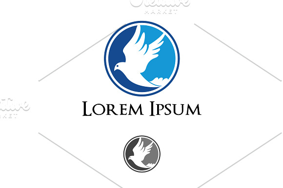 Circle White Dove Flying Logo Symbol in Logo Templates - product preview 3