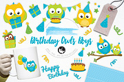 Birthday Owls Boys illustration pack