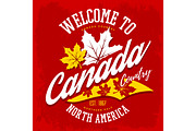 Canada country welcome sign with maple leaf